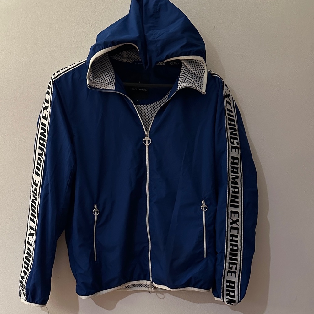 Armani Exchange Navy Windbreaker with Hood - Preloved